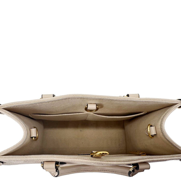 LOUIS VUITTON Onthego PM Giant Monogram Empreinte Leather Satchel Bag Cream