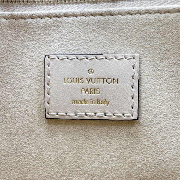 LOUIS VUITTON Onthego PM Giant Monogram Empreinte Leather Satchel Bag Cream