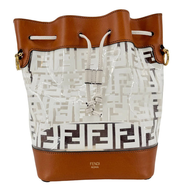FENDI Mon Tresor TPU FF Vitello Aura F Drawstring Bucket Bag White
