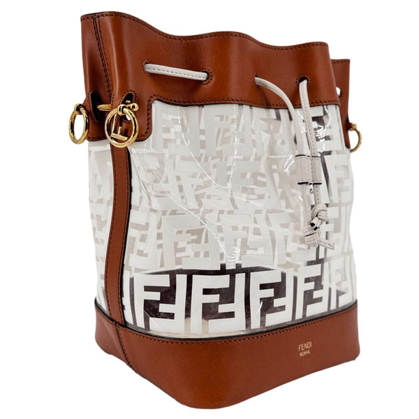 FENDI Mon Tresor TPU FF Vitello Aura F Drawstring Bucket Bag White