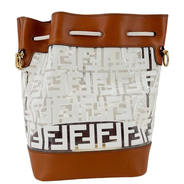 FENDI Mon Tresor TPU FF Vitello Aura F Drawstring Bucket Bag White