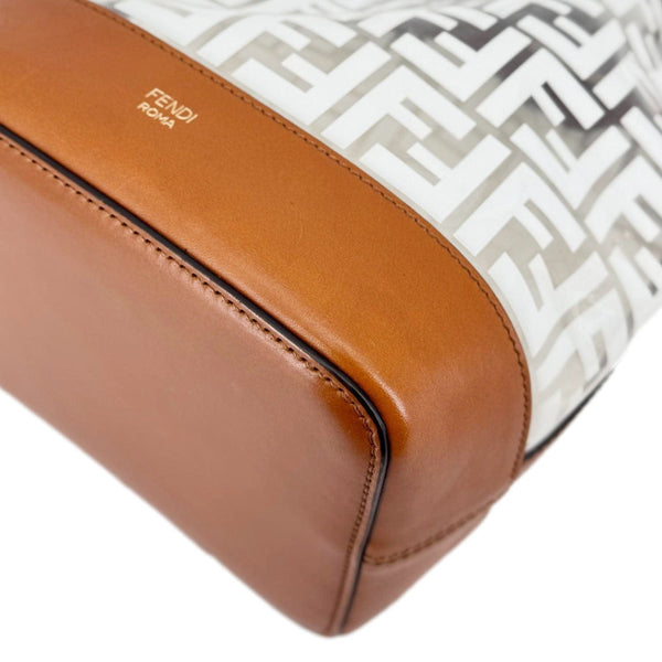 FENDI Mon Tresor TPU FF Vitello Aura F Drawstring Bucket Bag White