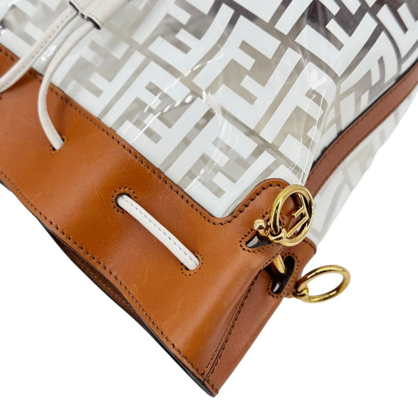 FENDI Mon Tresor TPU FF Vitello Aura F Drawstring Bucket Bag White