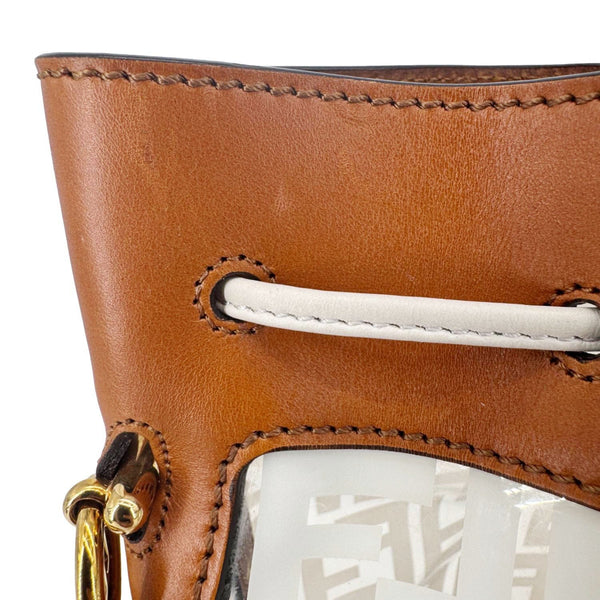 FENDI Mon Tresor TPU FF Vitello Aura F Drawstring Bucket Bag White