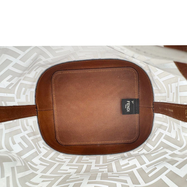 FENDI Mon Tresor TPU FF Vitello Aura F Drawstring Bucket Bag White