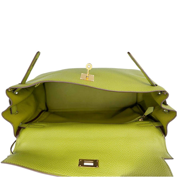HERMES Kelly 35 Togo Leather Satchel Shoulder Bag Vert Anis