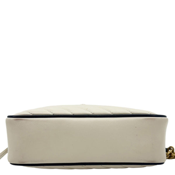 GUCCI GG Marmont Small Diagonal Matelasse Calfskin Leather Camera Bag Off White 447632