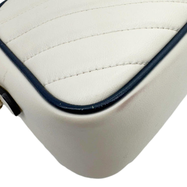 GUCCI GG Marmont Small Diagonal Matelasse Calfskin Leather Camera Bag Off White 447632