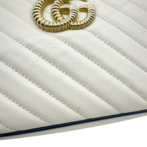 GUCCI GG Marmont Small Diagonal Matelasse Calfskin Leather Camera Bag Off White 447632