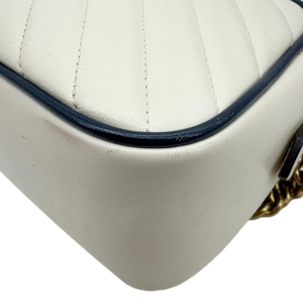 GUCCI GG Marmont Small Diagonal Matelasse Calfskin Leather Camera Bag Off White 447632