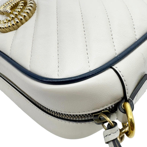 GUCCI GG Marmont Small Diagonal Matelasse Calfskin Leather Camera Bag Off White 447632