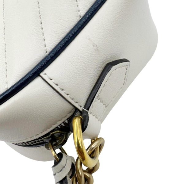 GUCCI GG Marmont Small Diagonal Matelasse Calfskin Leather Camera Bag Off White 447632