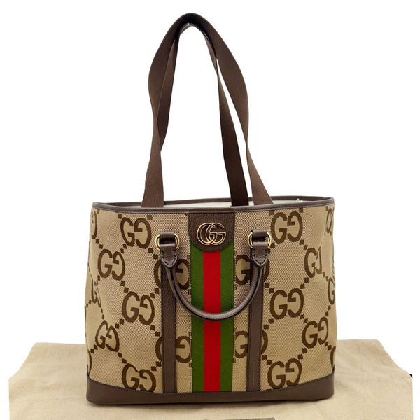 GUCCI Jumbo GG Canvas Shoulder Bag Beige 756660
