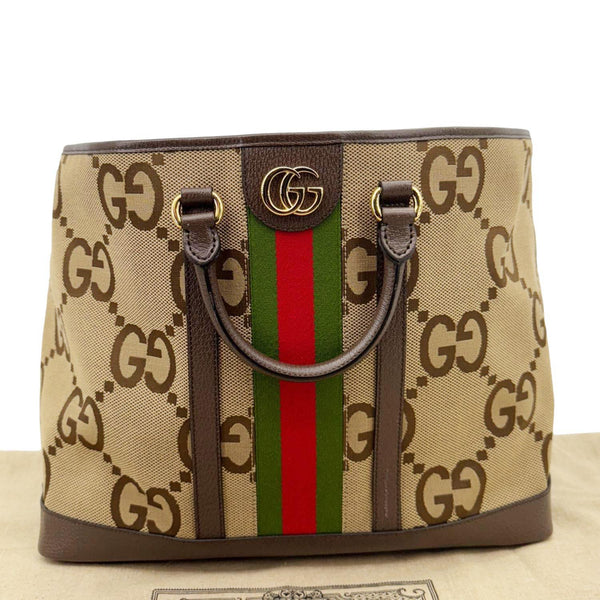 GUCCI Jumbo GG Canvas Shoulder Bag Beige 756660