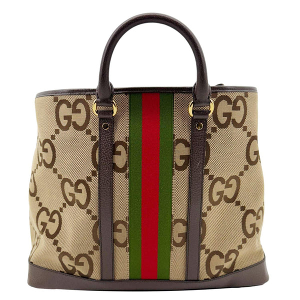 GUCCI Jumbo GG Canvas Shoulder Bag Beige 756660