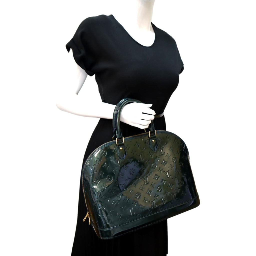 LV LV Women Alma BB Handbag in Metallic Monogram Vernis Patent  Leather-Silver in 2023