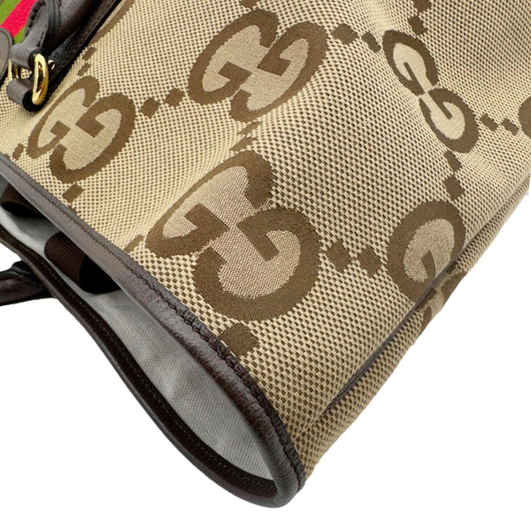 GUCCI Jumbo GG Canvas Shoulder Bag Beige 756660