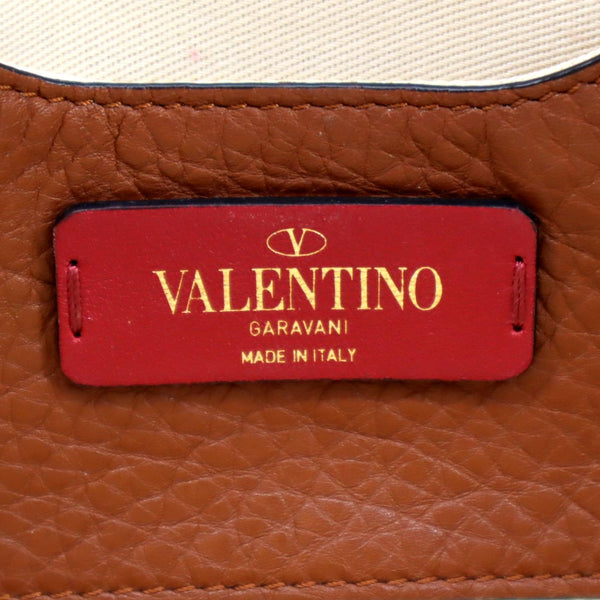 VALENTINO Rockstud Leather Crossbody Belt Bag Bright Cognac