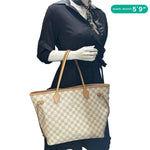 LOUIS VUITTON Neverfull MM Damier Azur Shoulder Bag Rose Ballerine