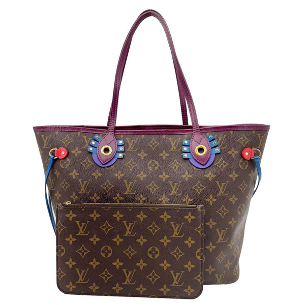 LOUIS VUITTON Neverfull MM Totem Monogram Canvas Shoulder Bag Magenta