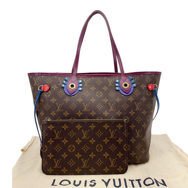 LOUIS VUITTON Neverfull MM Totem Monogram Canvas Shoulder Bag Magenta