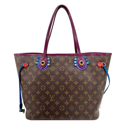 LOUIS VUITTON Neverfull MM Totem Monogram Canvas Shoulder Bag Magenta