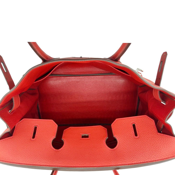 HERMES Birkin 35 Clemence Leather Satchel Bag Orange