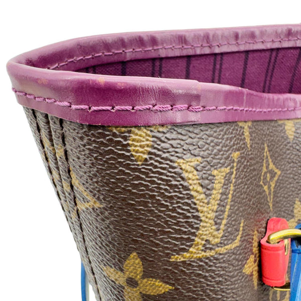 LOUIS VUITTON Neverfull MM Totem Monogram Canvas Shoulder Bag Magenta