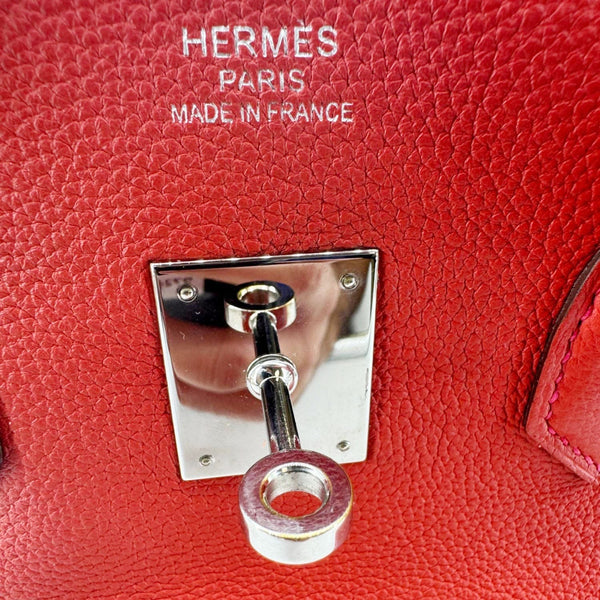 HERMES Birkin 35 Clemence Leather Satchel Bag Orange