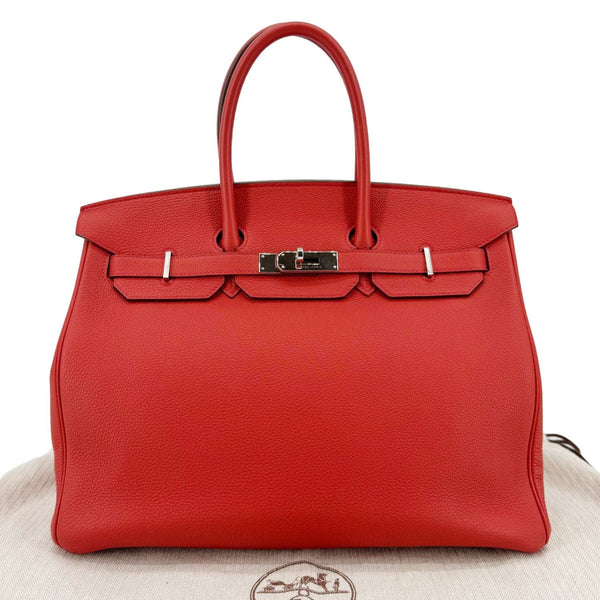 HERMES Birkin 35 Clemence Leather Satchel Bag Orange