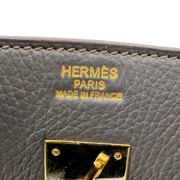 HERMES Birkin 35 Club Lizard Clemence Leather Satchel Bag Gris Fonze