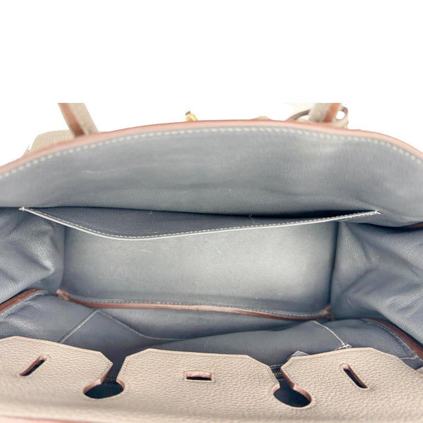 HERMES Birkin 35 Club Lizard Clemence Leather Satchel Bag Gris Fonze