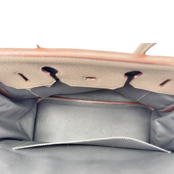 HERMES Birkin 35 Club Lizard Clemence Leather Satchel Bag Gris Fonze