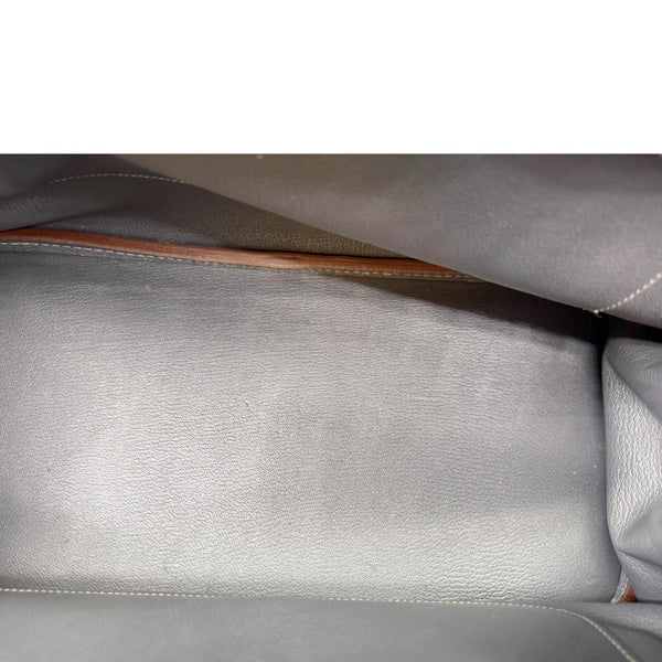 HERMES Birkin 35 Club Lizard Clemence Leather Satchel Bag Gris Fonze