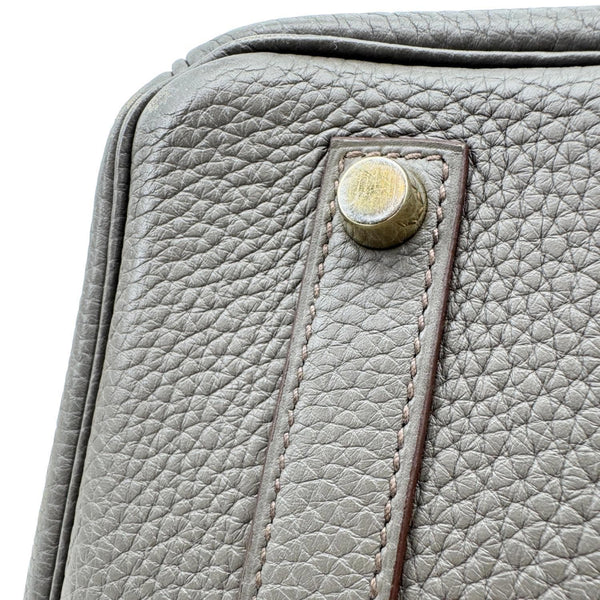 HERMES Birkin 35 Club Lizard Clemence Leather Satchel Bag Gris Fonze