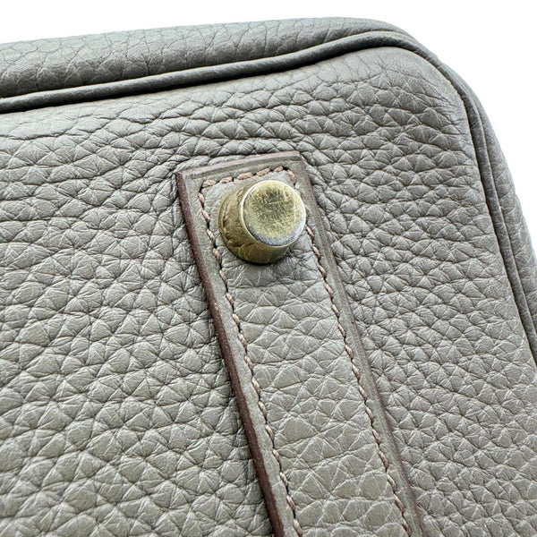 HERMES Birkin 35 Club Lizard Clemence Leather Satchel Bag Gris Fonze