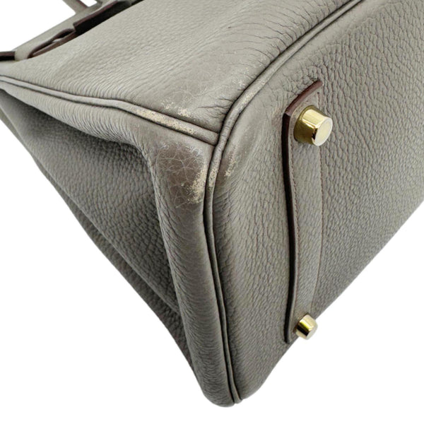 HERMES Birkin 35 Club Lizard Clemence Leather Satchel Bag Gris Fonze