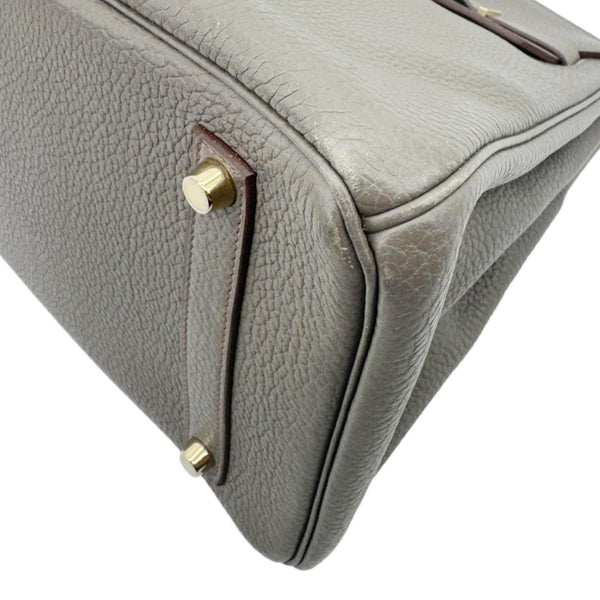 HERMES Birkin 35 Club Lizard Clemence Leather Satchel Bag Gris Fonze