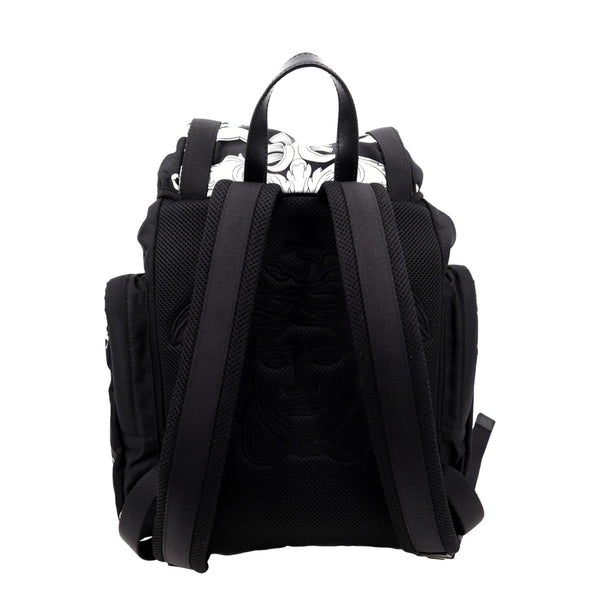 VERSACE Baroque Print Nylon Medusa Backpack Bag Black
