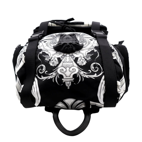 VERSACE Baroque Print Nylon Medusa Backpack Bag Black