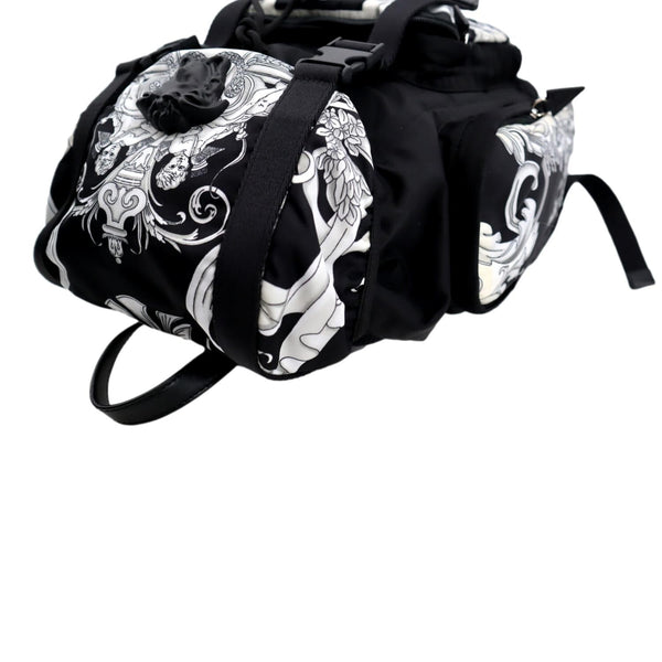 VERSACE Baroque Print Nylon Medusa Backpack Bag Black