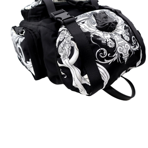 VERSACE Baroque Print Nylon Medusa Backpack Bag Black