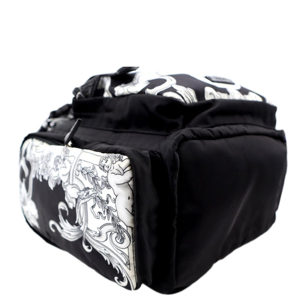 VERSACE Baroque Print Nylon Medusa Backpack Bag Black