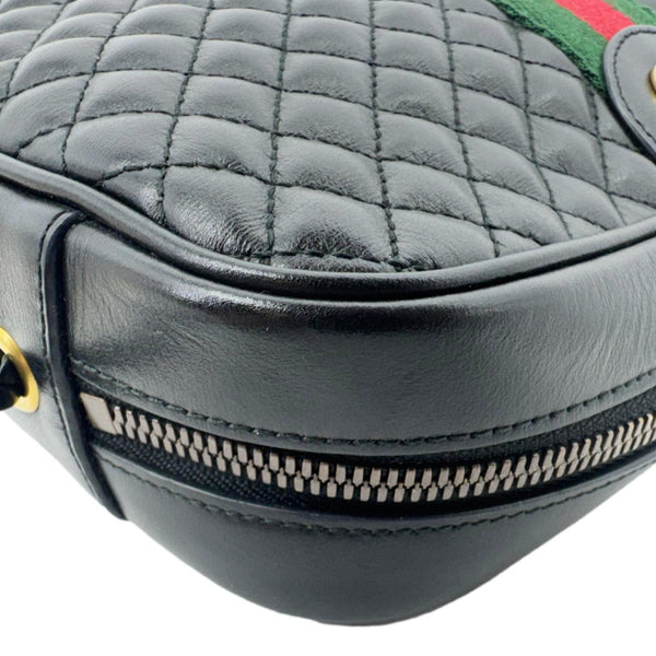 GUCCI Trapuntata Small Web Calfskin Leather Camera Shoulder Bag Black 541051
