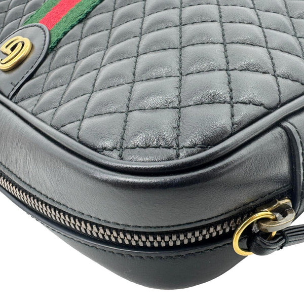 GUCCI Trapuntata Small Web Calfskin Leather Camera Shoulder Bag Black 541051