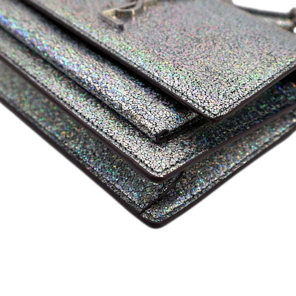 YVES SAINT LAURENT Sunset Crackled Metallic Leather Bag