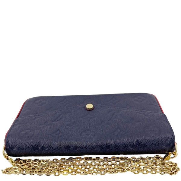 LOUIS VUITTON Felicie Pochette Empreinte Leather Crossbody Bag Blue