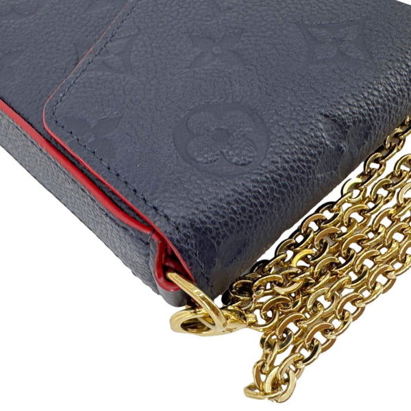 LOUIS VUITTON Felicie Pochette Empreinte Leather Crossbody Bag Blue