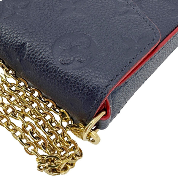 LOUIS VUITTON Felicie Pochette Empreinte Leather Crossbody Bag Blue