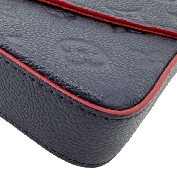 LOUIS VUITTON Felicie Pochette Empreinte Leather Crossbody Bag Blue